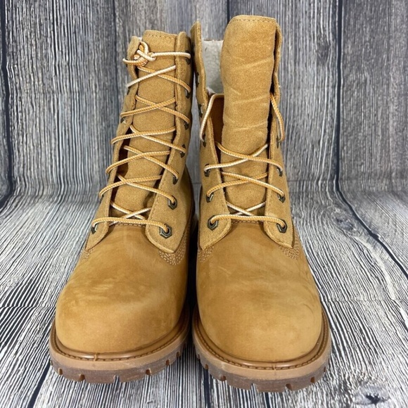 Timberland Womens Waterproof Roll Down Teddy Fleece Wheat TB08329R - Picture 6 of 8